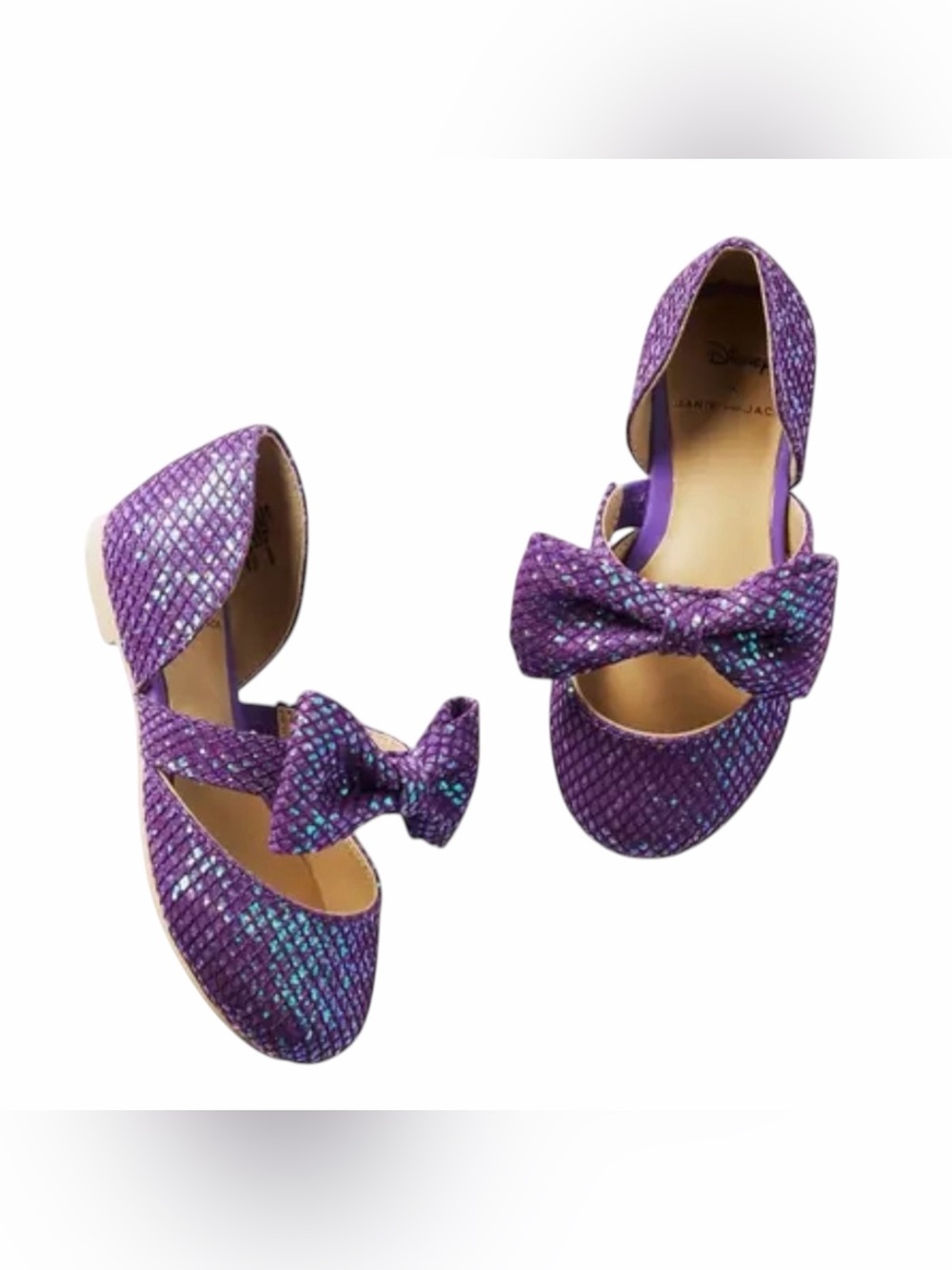 Janie & Jack Ariel Disney’s The Little Mermaid Purple shimmer Bow Flats Size 9